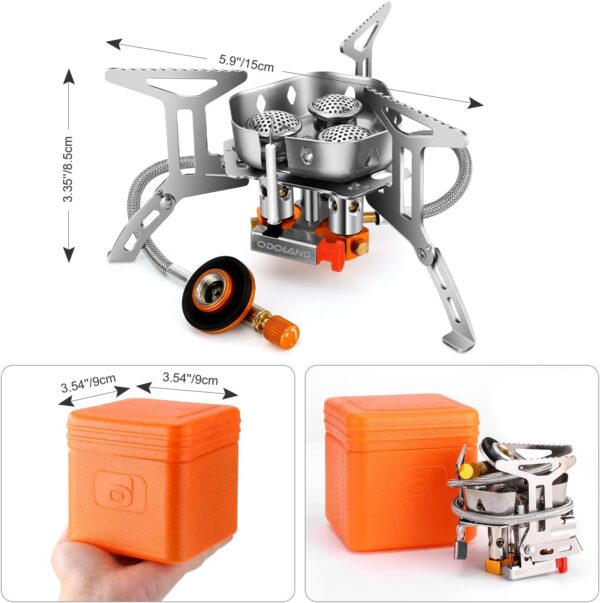 5597e17c47834208 Odoland 6800W Windproof Camping Gas Stove, Portable Outdoor Camping Furnace, Folding Wild Camp Gas Burner, Backpacking Stove Suitable for Hiking, Camping, Trekking and Picnic