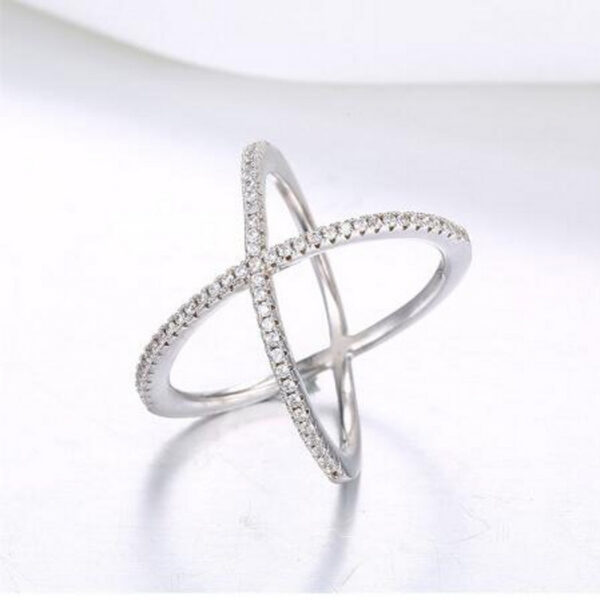 559a9030b6968be2 Handmade S Sier Criss X Cross Rings, thin AAAAA Zircon rings,women wedding Micro Pave Ring