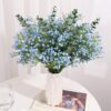 18pcs Babys Breath Eucalyptus Leaves Bouquet Blue Gypsophila Artificial Flowers and Faux Greenery for Home Decor