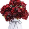 GREENTIME 13” Artificial Hydrangea Flowers Faux Hydrangea Bouquet with 7 Head 3.15” Tiny Hydrangea for Wedding Bouquet Party Home Decor DIY Baby Shower Centerpieces Tables Decoration(Blue)