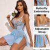 Avidlove Women's Lingerie Lace Chemise Floral Embroidery Mesh Babydoll Side Slit Sleepwear