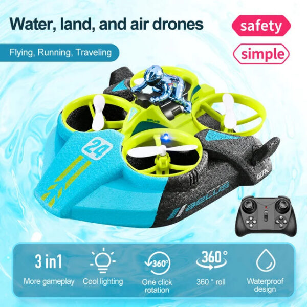 55be0e2e7b743fb6 4DRC Mini Drone Altitude Hold Headless Mode 3 in 1 Sea Land Air Flight 2.4G Remote Control Quadcopter Boat RC Helicopter Toys