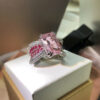 55cdd5c54bcb7822 sier high-definition diamond personality opening pink four-claw gemstone ring female party birthday gift