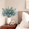 18pcs Babys Breath Eucalyptus Leaves Bouquet Blue Gypsophila Artificial Flowers and Faux Greenery for Home Decor