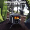 Fitinhot Camp Wood Stove, Tent Wood Burning Stoves Portable with Chimney Pipes, Upgraded Titanium Surface Camping Stove, Heat Resistant Glass & Gloves for Outdoor (Black)
