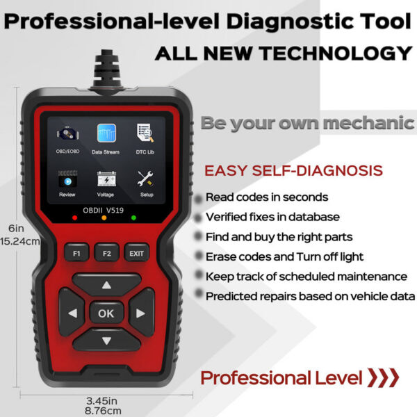 OBD2 Scanner Live Data Professional nic OBDII Diagnostic Code Reader Tool for Check Engine Light