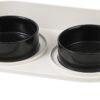 55ef37442e4ed97f Cat Food Water Bowl Set - Raised Cat Bowls with Non Slip Stand - Elevated Puppy Bowls for Small Dogs - Double Ceramic Cat Feeding Bowls with Splash Proof Guard - Tall Cat Dishes - 2 x 480 ML - 16.2 OZ