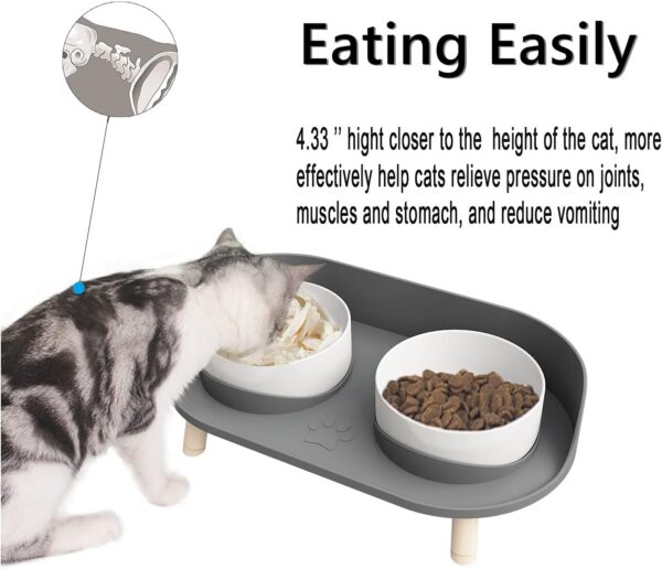 56078e4978821142 Cat Food Bowls, Elevated Ceramics Dog Cat Bowls Stand with No-Spill Design,3 Adjustable Heights Anti Vomiting Cat Water Bowl,5 inches Raised Bowl for Medium and Small Size Dog Cats