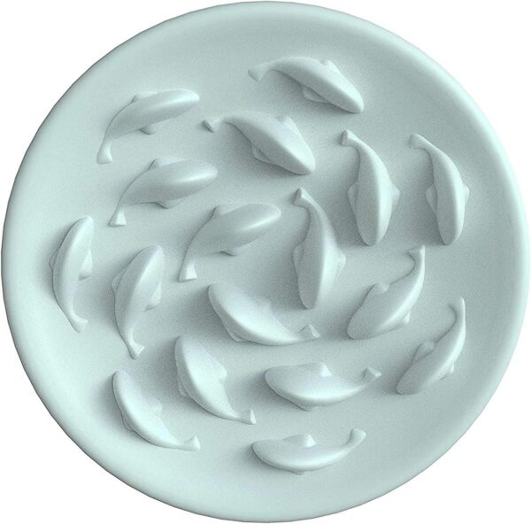 Slow Feeder Bowl for Cats and Small Dogs,Cilkus Fish Pool Design, Fun Interactive Bloat Stop Puzzle Feeder Bowl Healthy Eating Diet Made of Melamine Food Grade Material Dishwasher Safe (Green)