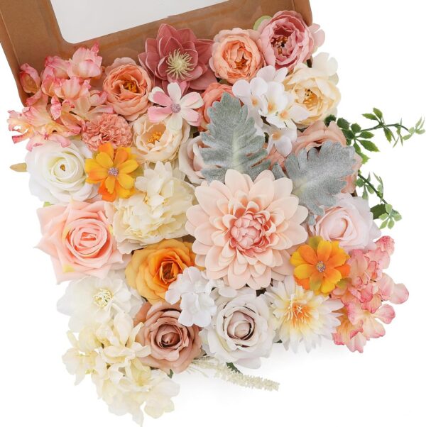 56360360fd7ffbe2 Floweroyal Artificial Flowers Combo Dusty Blue Flowers Mix Silk Flowers Dahlia Roses with Stems for DIY Wedding Bridal Bouquets, Baby Shower, Floral Arrangement, Table Centerpieces, Home Decorations.
