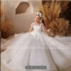 Flower White Lace Girls Floor Length First Communion Dress Princess Elegant Banquet Dresses