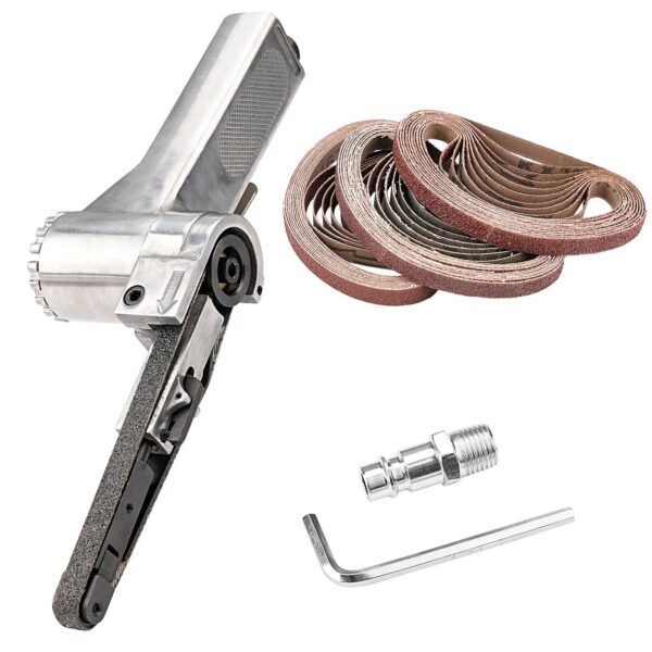 564911a01f46f585 SIFANG-Pneumatic Air Belt Sander, 3 Sanding Belts Set, Air Compressor, Grinding, Polishing, Pneumatic Tool