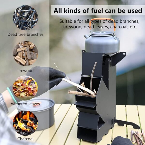 56597d883ebc5a29 Rocket Stove Rocket Stove for Cooking Portable Wood Burning Stove Wood Fire Camping Stove for Cooking backyard cooking Camping grill outdoor events BBQ Comes with storage bag