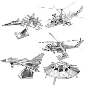 3D Metal Military J-20 J-10B SU-34 KA-50 Fighter UFO RAH-66 Helicopter DIY Handmade Assemble Model Jigsaw Puzzles