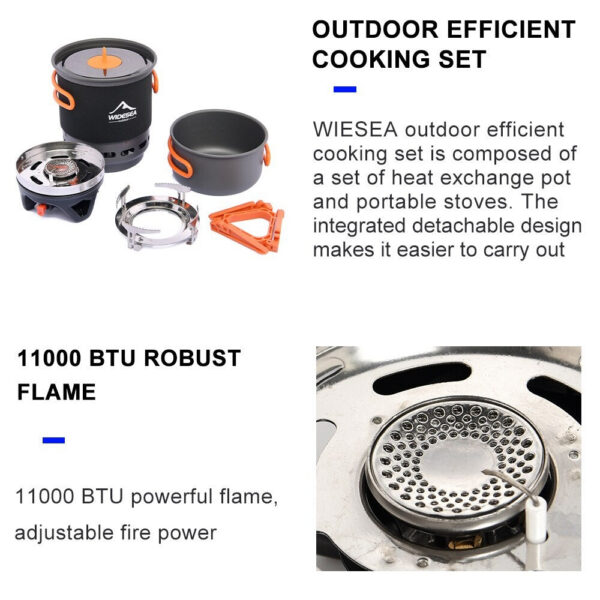 5673a95386d8febd Widesea Camping Cooking System with Heat Exchanger Outdoor Gas Burner Stove Tourist Pot Set Cup Tableware Cookware Tourism Hike