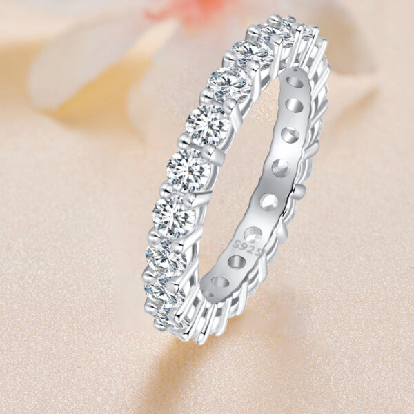 BAMOER Moissanite Full Eternity Band for Women Sterling Sier Diamond Wedding Engagement Ring