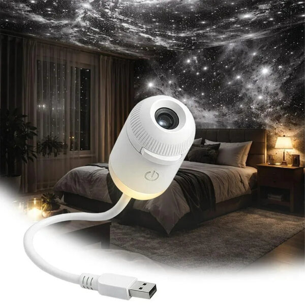 2-in-1 Mini Galaxy Star Projector Night Light – Starry Sky Ambient Lamp for Bedroom Sleep & Decoration