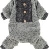 5695607630d56066 Fuzzy Dog Pajamas, Winter Dog Clothes for Small Dogs Girl, Pet Onesie with Feet, Cat Outfit, Heather Grey, XS