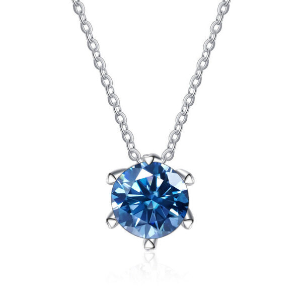 56a0d1ce9f02752e JoyceJelly 1CT VVS D Moissanite Necklace For Women Six Prong Simulated Diamond Pendant Sterling Sier Wedding Fine Jewelry