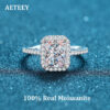 AETEEY Moissanite Diamond Square Ring D Color 1CT 2CT Real Sterling Sier For Women Wedding Fine Jewelry VVS Clarity RI019