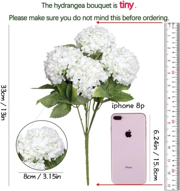 GREENTIME 13” Artificial Hydrangea Flowers Faux Hydrangea Bouquet with 7 Head 3.15” Tiny Hydrangea for Wedding Bouquet Party Home Decor DIY Baby Shower Centerpieces Tables Decoration(Blue)