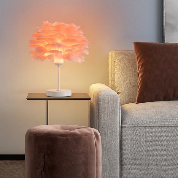 56df418fac968501 LED Nordic Style Romantic Bedside Lamp Wedding Goose Feather Table Light Living Room Bedroom Hotel Decoration