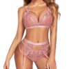 Avidlove Women Lingerie Set Lace Teddy Strap Babydoll Bodysuit with Garter Belts