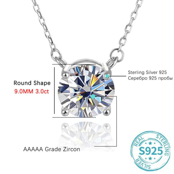 56ed5d8cd162d11e ALIZERO 3.0ct VVS1 D Color Moissanite Necklace For Women Fine Jewelry with GRA 925 Sterling Sliver Chain Plated 18k White Gold