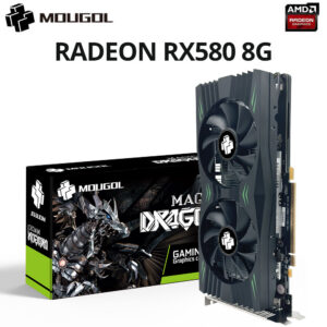 MOUGOL AMD Radeon RX580 8G Graphics GDDR5 Memory 256Bit Gaming Card PCCIE3.0x16 HDMI DP for Desktop Computer PC