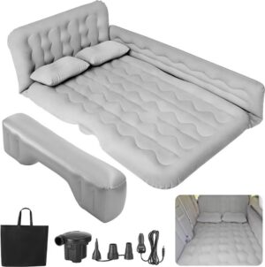SUV Air Mattress - Thickened and Double Air Mattress Sided Flocking Travel Inflatable Car Mattress Bed with Electric Air Pump and 2 Pillows, Car Sleeping Bed for Home Outdoor and Travel