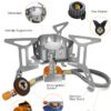AUTOPkio Camping Gas Stove 3500W, Portable Gas Stove Windproof Backpacking Outdoor Stove with Piezo Ignition Adapters Converter for Outdoor Hiking, Picnic, Trekking, BBQ