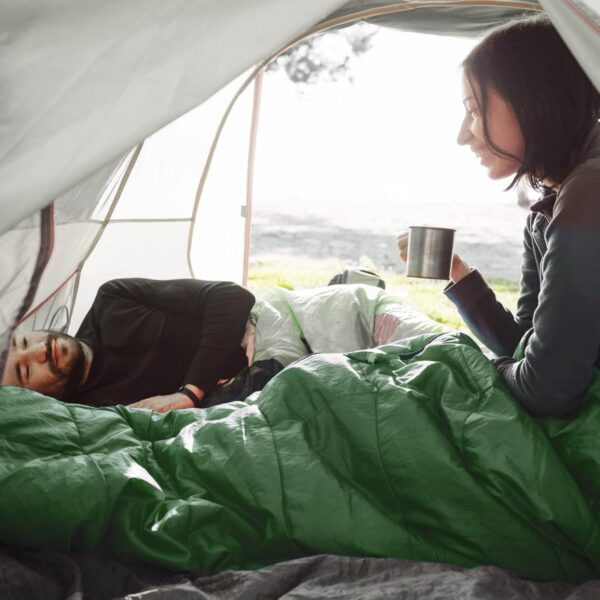 Sleeping Bag With Hood, 3 Season Waterproof Warm Lightweight Rectangular Envelope Camping Sleeping Bag for Adults Camping, Hiking, Backpacking, Traveling, Outdoor & Indoor Activities