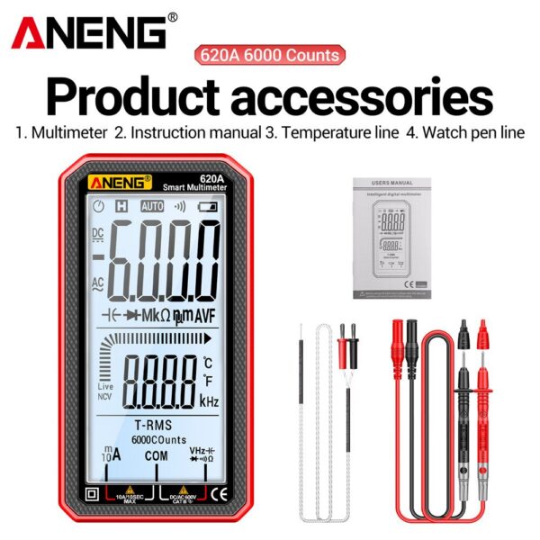 57108b97167c267e ANENG 620A 6000 Counts Digital Smart Multimeter Transistor Testers True RMS Auto Electrical Capacitance Meter Temp Resistance