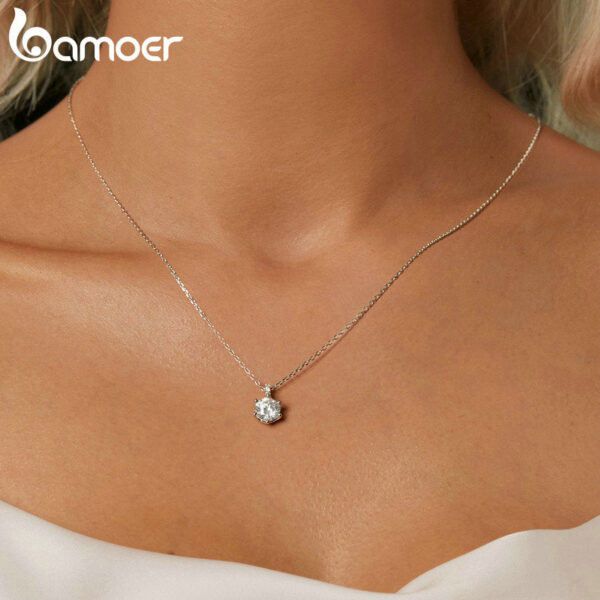 5713d1d5d4f044fb BAMOER Moissanite Pendant Necklace D Color VVS1 Lab Grown Diamond for Women Wedding Engagement Sterling Sier Fine Jewelry