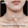 EWYA Sparkling Real Full 2.5/3/4/5mm D Color Moissanite Tennis Necklace for Women S Sier Diamond Neck Chain Necklaces Gift