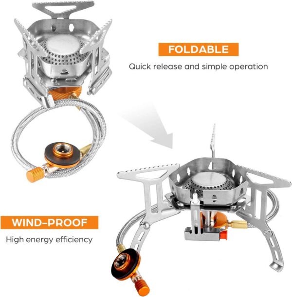 571b9e6f14d55243 Odoland 3500W/6800W Windproof Camp Stove Camping Gas Stove with Fuel Canister Adapter, Piezo Ignition, Carry Case, Portable Collapsible Stove Burner for Outdoor Backpacking Hiking and Picnic