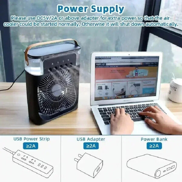572a1338bbac3aac 3 In 1 AIr Conditioner Household Small Cooler LED Night Light Portable Humidifier Air Adjustment Office Home Fan New