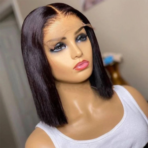 Brazilian 13*4 Front Human Remy 4*4 Short Bob Straight Wig Wigs for Women Swiss Lace QT Hair
