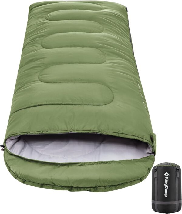 573318aefbb068d3 KingCamp Oasis Schlafsack, 3 Jahreszeiten, warm, bequem, leicht, tragbar, mit Kapuze, für drinnen und draußen, Camping, Wandern