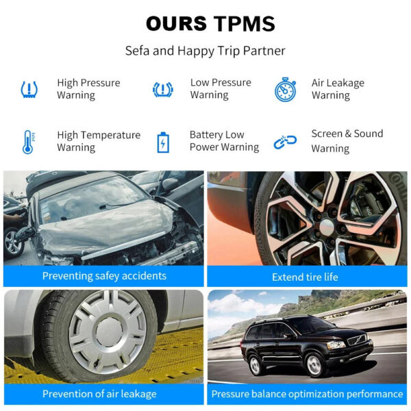 57392bc6d7ac8fa1 Intelligent TPMS Solar Tyre Monitoring System Parking Sensors For Cars Temperature Tire Air Pressure Gauge