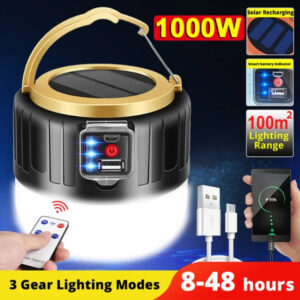 5740a3f2b91220fc 1000W Outdoor Solar LED Camping Light USB Rechargeable Tent Lamp Portable Lanterns Emergency Lights For BBQ Hiking Night Market