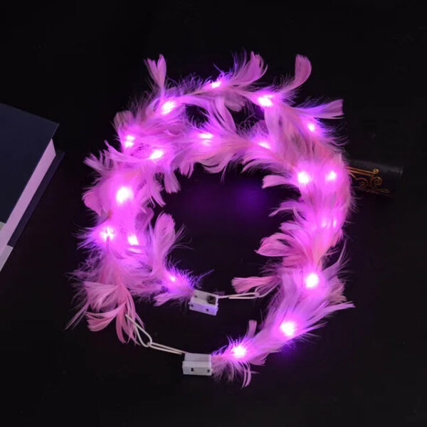 5742d74cd447df4f Xmas LED Light-Up Angel 10 LEDs Feather Wreath Crown Headband Luminous Headdress For Women Girls Wedding Glow Party
