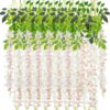 575287eda36d01ff CEWOR 24pcs Wisteria Hanging Flowers 3.6ft Artificial Vines Fake Garland Silk Flower String for Wedding Party Garden Outdoor Greenery Home Wall Decoration (Purple)