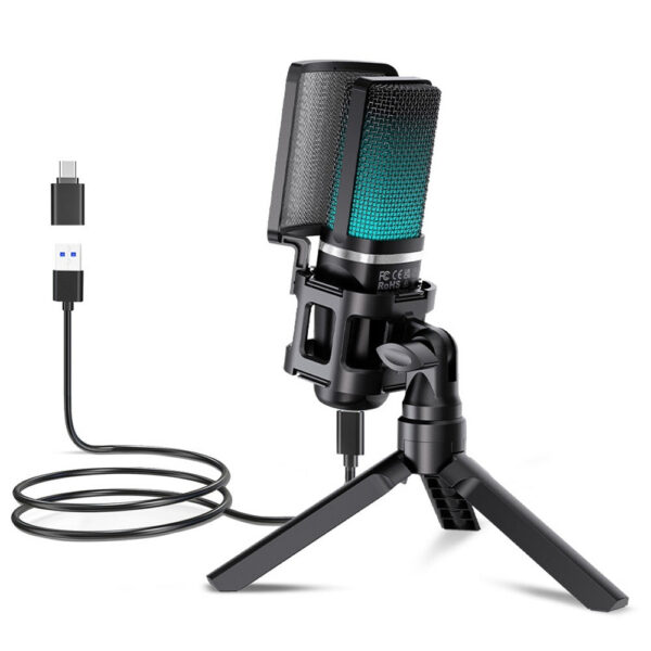 5775fdd69a35cf8b Zealsound RGB USB Condenser Gaming Microphone Computer Professional Mic For PC PS4 PS5 Phone Recording Streaming Podcasting
