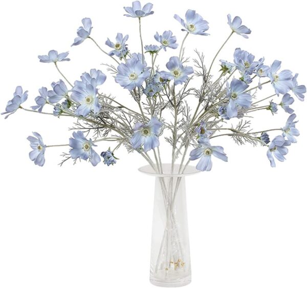 578da61aa5af003b 2 Pcs Artificial Fake Flowers Plants Cosmos Silk Flower Arrangements Wedding Bouquets Decorations Plastic Floral Table Centerpieces for Home Kitchen Garden Party Decor Approx 23.6'' High - Light Blue