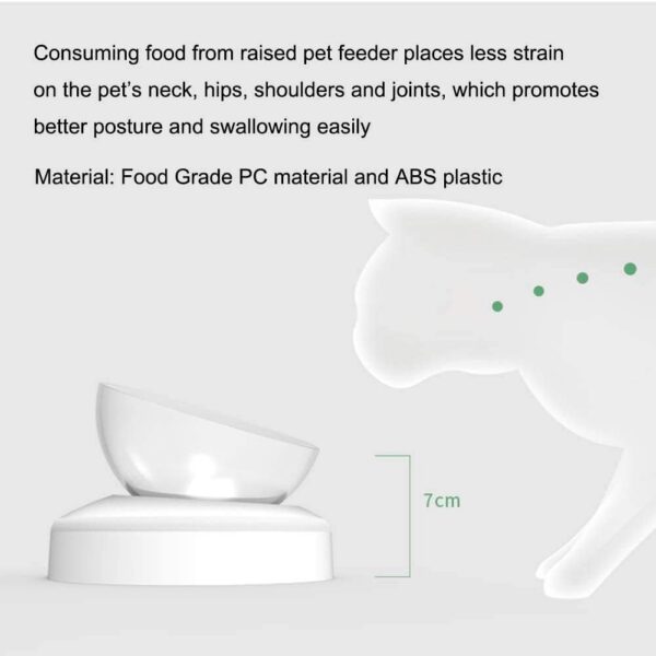 15°Elevated Cat Food Bowls with Silicone Pet Mat, Double Raised Cat Transparent Plastic Bowl with Stand, Stress-Free Suit for Cats and Small Dogs, Anti Vomiting cat Bowl, Cute Cat Face Bowl