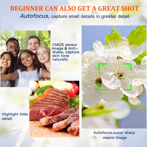 4K Digital Auto Focus 48MP Vlogging for YouTube and Anti-Shake Video Camera with Viewfinder Flash & Dial
