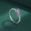 57bdf49e142e3d24 NEW Trend Amethyst Rectangle Couple Rings For Women Purple Full Diamond Original Sterling S Sier Anniversary Gift Jewelry