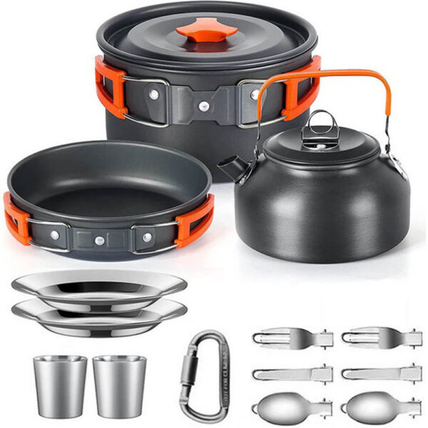 Cooking set Camping Cookware Travel Tableware Outdoor Picnic Set Teapot For 2-3 Peaple Non-stick pots assorted sets