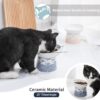 57d81fd9071860a2 TAMAYKIM Tilted Ceramic Raised Cat Bowls, 8 OZ Food and Water Bowls Set for Kitty, Porcelain Elevated Stress Free Feeding Pet Dish, Dishwasher and Microwave Safe, 2 Pack (White & Grey)